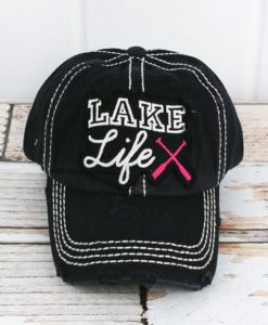 Distressed Black Lake Life Hat