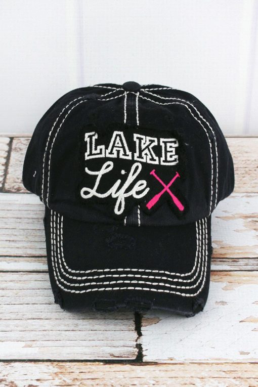 Distressed Black Lake Life Hat