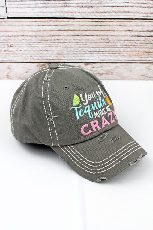 Distressed Steel Gray You And Tequila Make Me Crazy Adjustable Hat - Image 2