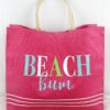 Beach Bum Hot Pink Jute Carryall Tote Bag