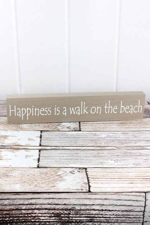 Happiness Is A Walk On The Beach 3.75" X 19" Wood Box Sign