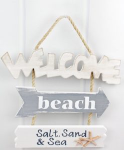 Beach Welcome 12" X 14.5" Wood Wall Hanging