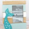 Mermaid Tail Blue Striped Wood 4" x 6" Photo Frame