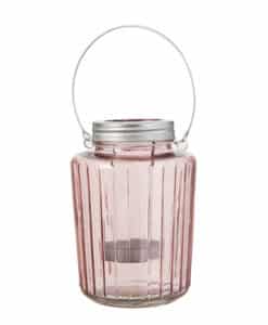 Pink Silver Mason Jar Tealight Candle Holder 5.5"x7.5"