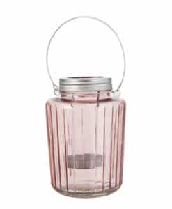 Pink Silver Mason Jar Tealight Candle Holder 5.5"x7.5"