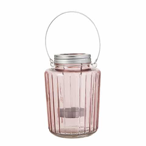 Pink Silver Mason Jar Tealight Candle Holder 5.5"x7.5"