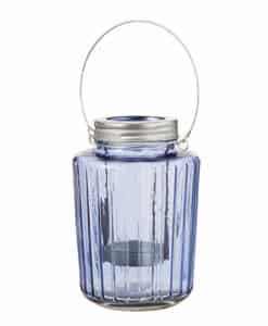 Blue Silver Mason Jar Tealight Candle Holder 5.5"x7.5"