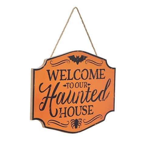 Welcome to Our Haunted House 10.5" x 7" MDF Sign
