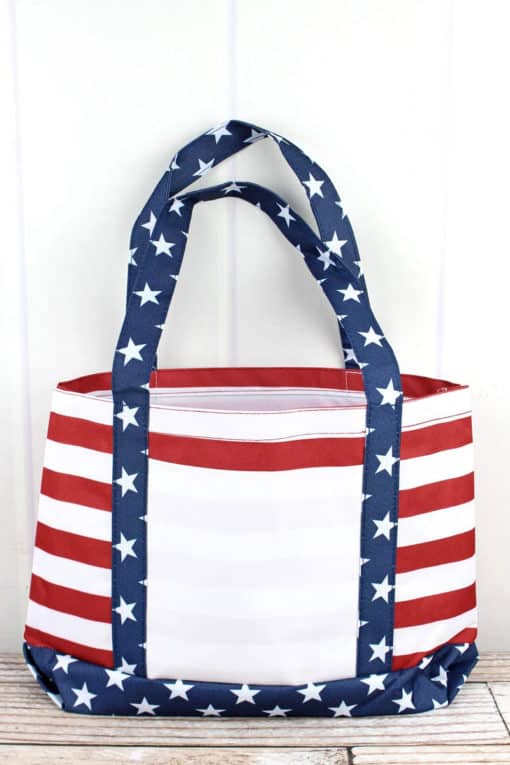 Patriotic Red White Blue Americana Boat Tote Bag