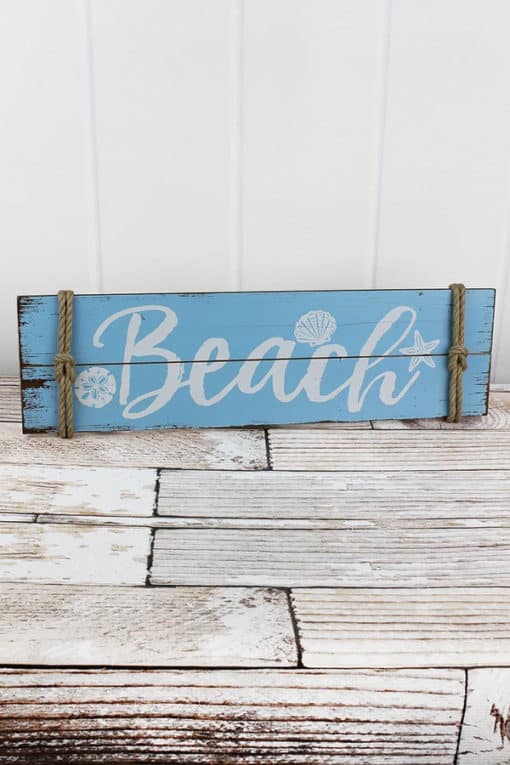 Beach Rope Accented 7.25" X 23.75" Wood Wall Sign