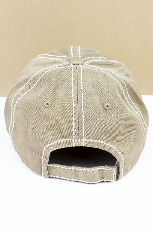 Distressed Khaki Camping Hair Don't Care Adjustable Hat - Image 2