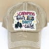 Distressed Khaki Camping Hair Don't Care Adjustable Hat