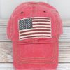 Washed Red USA Flag Adjustable Hat