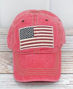 Washed Red USA Flag Adjustable Hat