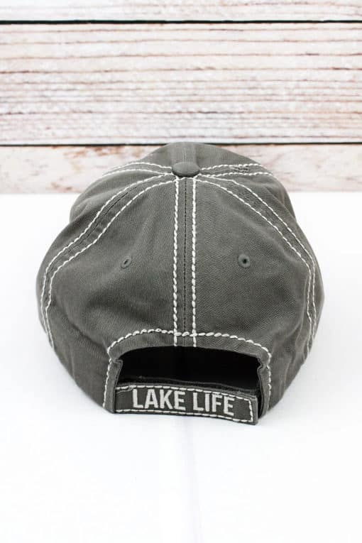 Distressed Steel Gray with Crystals Lake Life Bling Hat - Image 2