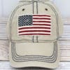 Washed Light Khaki USA Flag Adjustable Hat