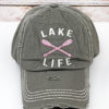 Distressed Steel Gray with Crystals Lake Life Bling Hat