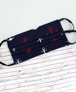 Anchors Aweigh KIDS Navy Two-Layer Pleated Fashion Face Mask