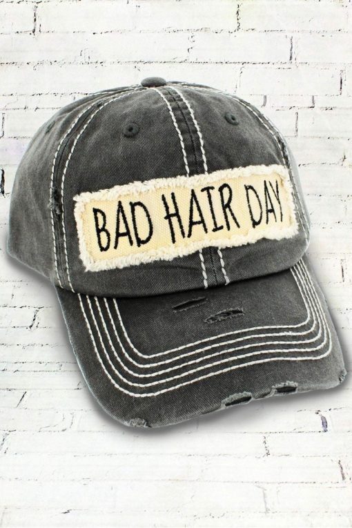 Bad Hair Day Distressed Black Hat