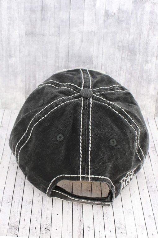 Distressed Dog Mom Black Hat - Image 3