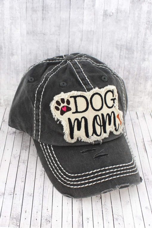 Distressed Dog Mom Black Hat - Image 2