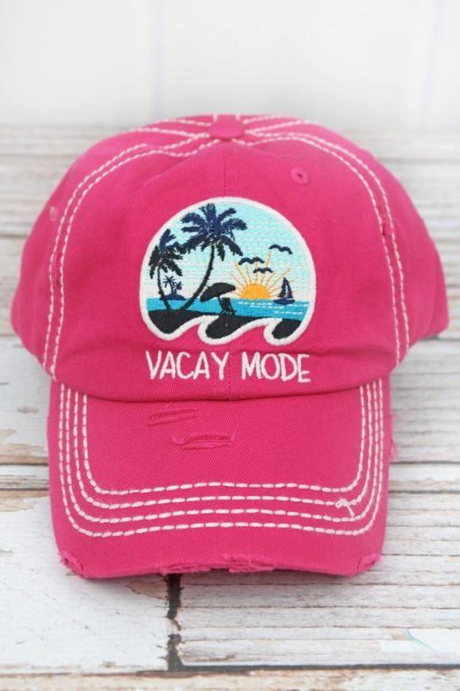 Distressed Hot Pink Vacay Mode Adjustable Hat