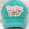 Distressed Turquoise Nurse Hair Don't Care Adjustable Hat