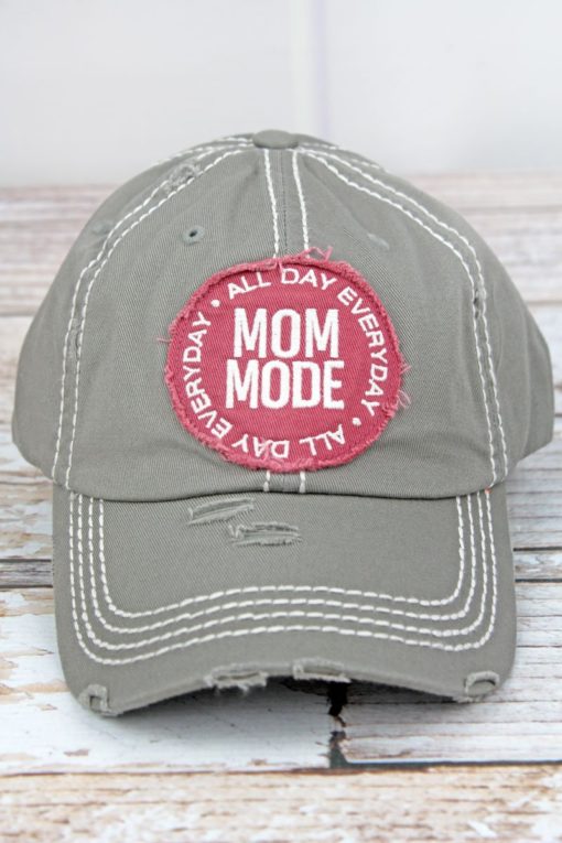 Distressed Steel Gray Mom Mode Adjustable Hat