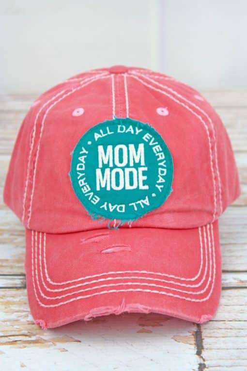 Distressed Salmon Mom Mode Adjustable Hat