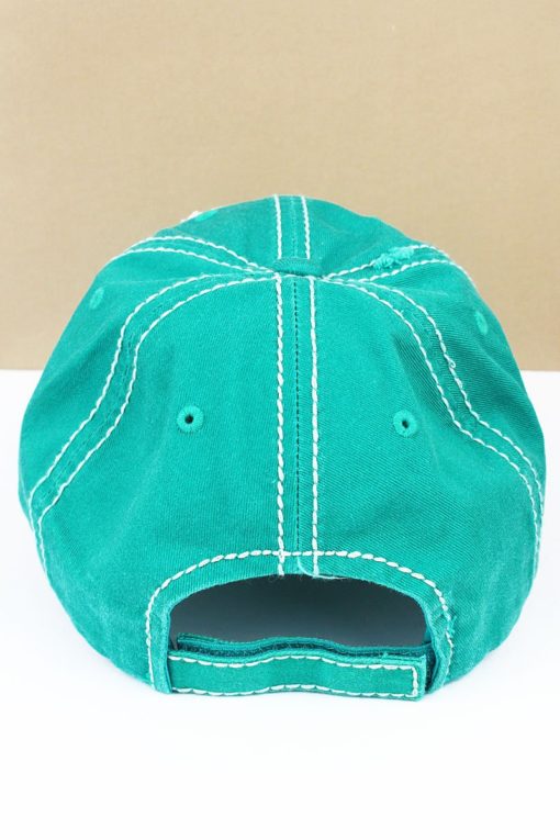 Distressed Turquoise Camping Hair Don't Care Adjustable Hat - Image 3
