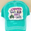 Distressed Turquoise Camping Hair Don't Care Adjustable Hat