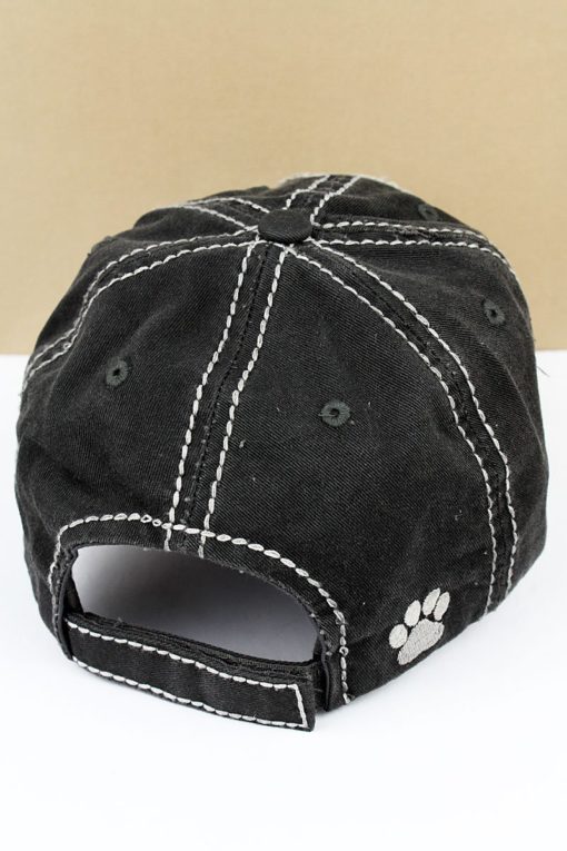 Distressed Black Patriotic Paw Print Adjustable Hat - Image 3