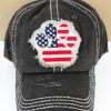 Distressed Black Patriotic Paw Print Adjustable Hat