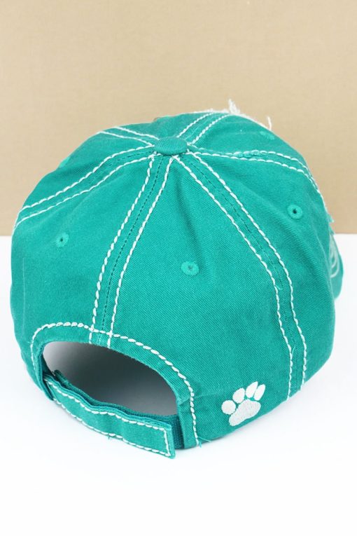 Distressed Turquoise Patriotic Paw Print Adjustable Hat - Image 3