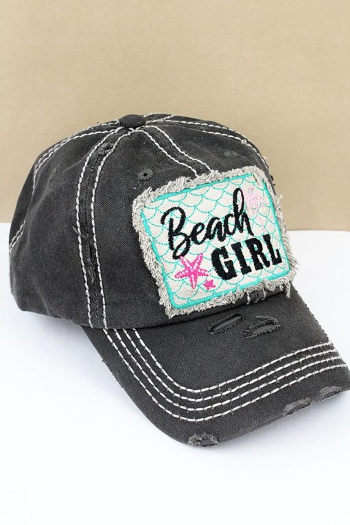 Distressed Black Beach Girl Adjustable Hat - Image 2