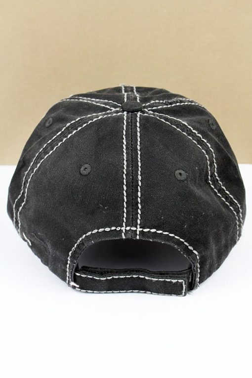 Distressed Black Beach Girl Adjustable Hat - Image 3