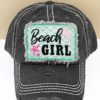 Distressed Black Beach Girl Adjustable Hat