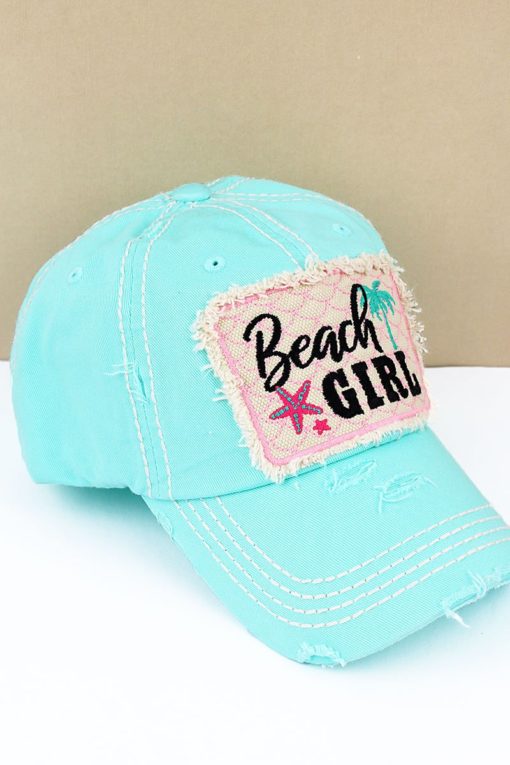 Distressed Mint Blue Beach Girl Adjustable Hat - Image 2