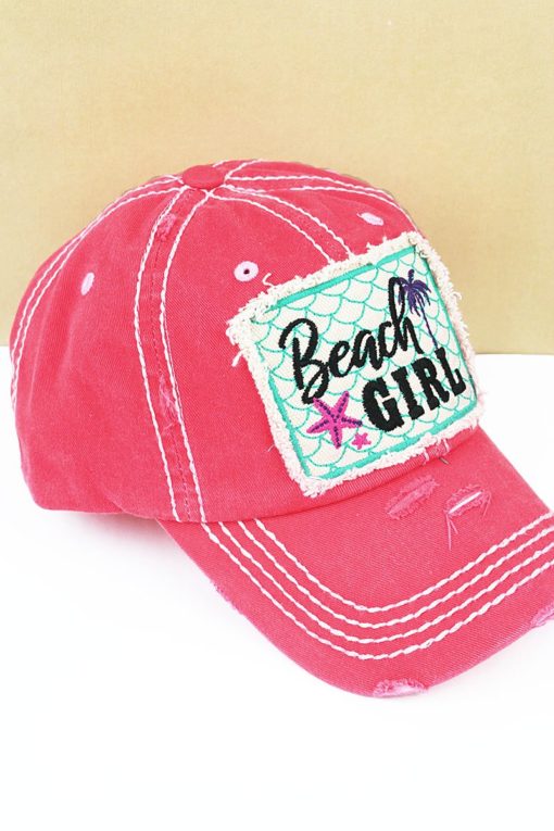 Distressed Salmon Beach Girl Adjustable Hat - Image 2