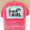 Distressed Salmon Beach Girl Adjustable Hat