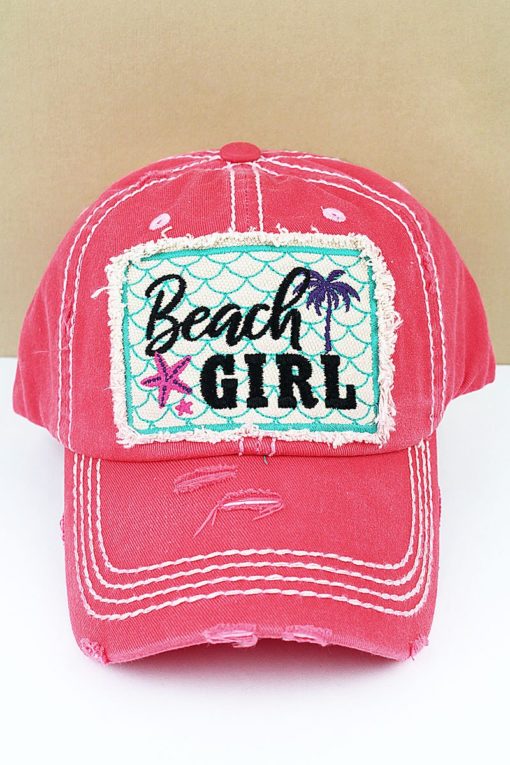 Distressed Salmon Beach Girl Adjustable Hat