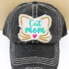 Distressed Black Cat Mom Adjustable Hat