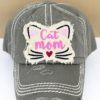 Distressed Steel Gray Cat Mom Adjustable Hat