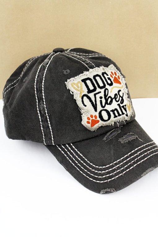 Distressed Black Dog Vibes Only Adjustable Hat - Image 2