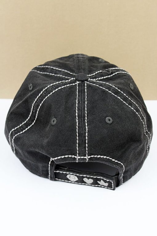 Distressed Black Wife Mom Boss Adjustable Hat - Image 3