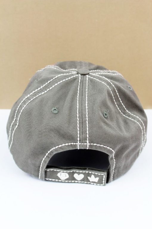 Distressed Steel Gray Wife Mom Boss Adjustable Hat - Image 3