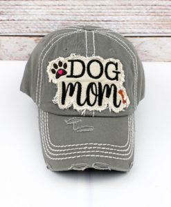 Distressed Steel Gray Dog Mom Adjustable Hat