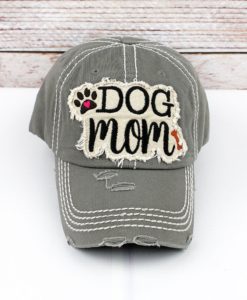 Distressed Steel Gray Dog Mom Adjustable Hat