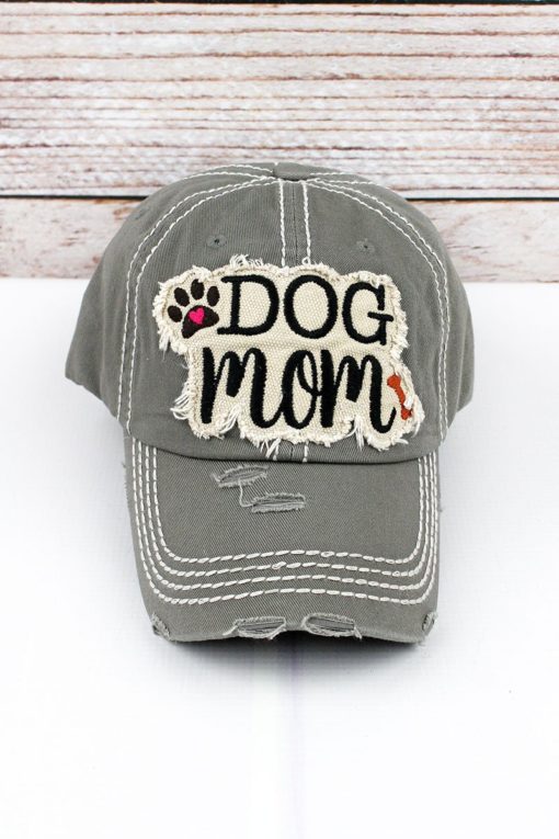 Distressed Steel Gray Dog Mom Adjustable Hat