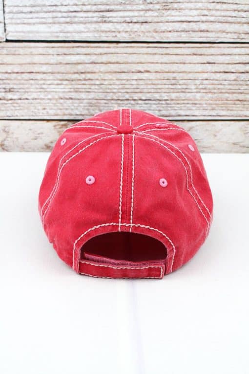 Distressed Salmon Rhinestone Heart Dog Mom Bling Adjustable Hat - Image 3